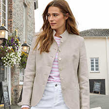 Thumbnail zu Leinenblazer mit Stehkragen