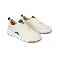 Weie Damen-Sneaker mit Details in Racing Green