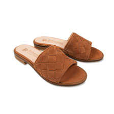 Leder-Pantolette im Flechtlook