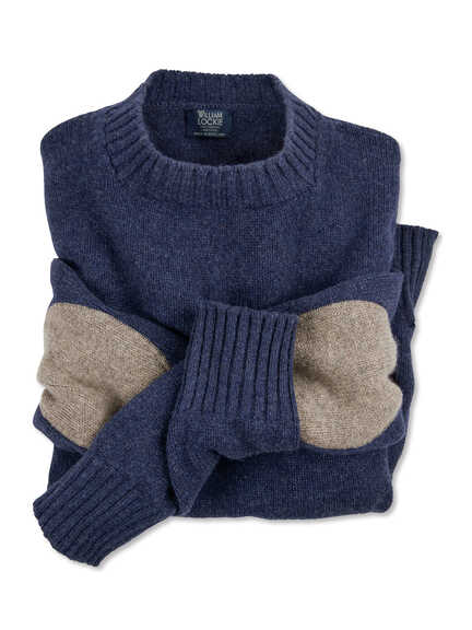 Schurwollpullover aus Geelong Lambswool mit �rmelpatches