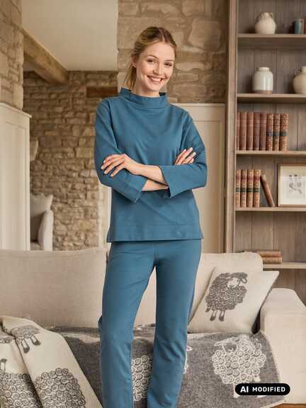Loungewear-Anzug mit Stehkragen