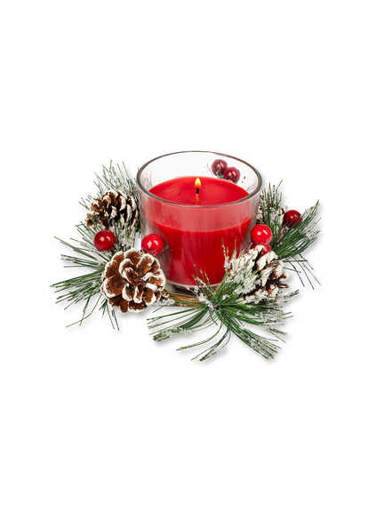 Kleines Weihnachts-Gesteck mit Duftkerze
