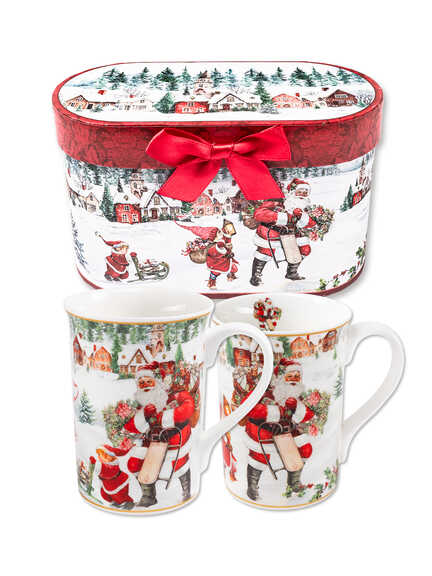 Becherset mit Weihnachtsmann im Schnee