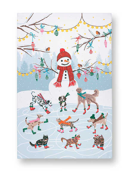 Weihnachts-Geschirrtuch Ice Skating Animals