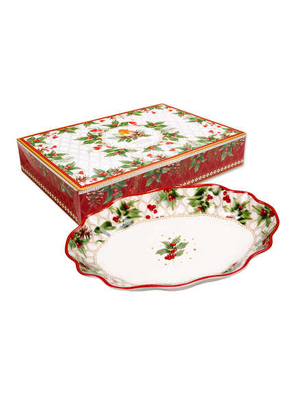 Ovale Porzellan-Schale Christmas Berries
