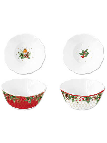 2er-Set kleine Porzellan-Schalen Christmas Berries