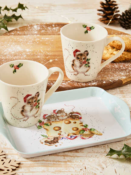 Becherset mit kleinem Tablett Christmas Mouse & Cheese