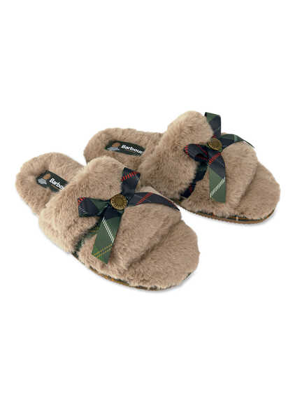 Pantoffel Eleanora mit Tartanschleife