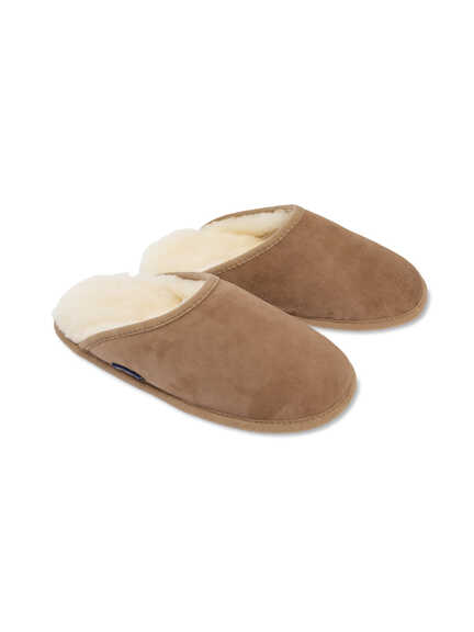 Leder-Pantoffeln mit Lammfellfutter