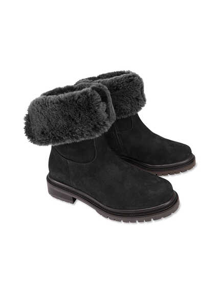 Lammfell-Boots Nubukleder